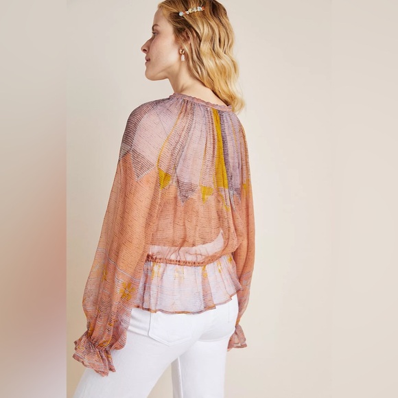 Mes Demoiselles Morgana Silk Peasant Blouse Long Sleeves 2 - Picture 7 of 12